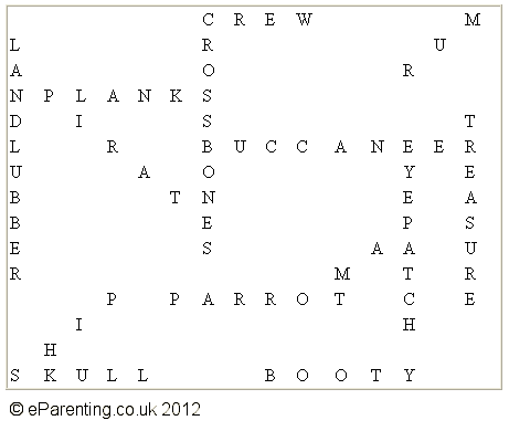 Pirate Wordsearch Solution