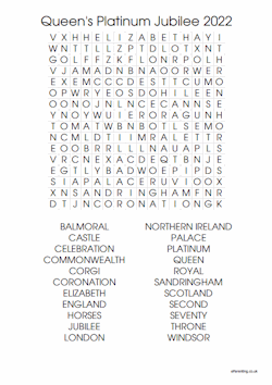 Queen's Platinum Jubilee Word Search