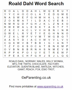 Roald Dahl Wordsearch