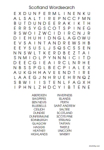 Scotland Wordsearch