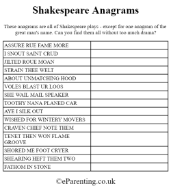 Shakespeare Anagrams
