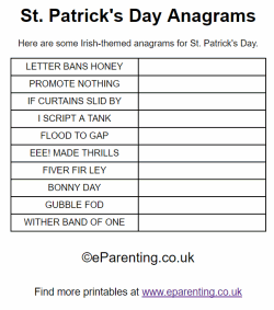 St. Patrick's Day Anagrams
