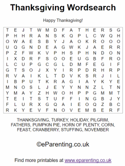 Thanksgiving Wordsearch