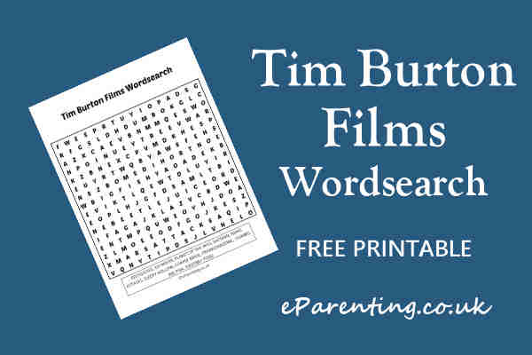 Tim Burton Movies Wordsearch Header