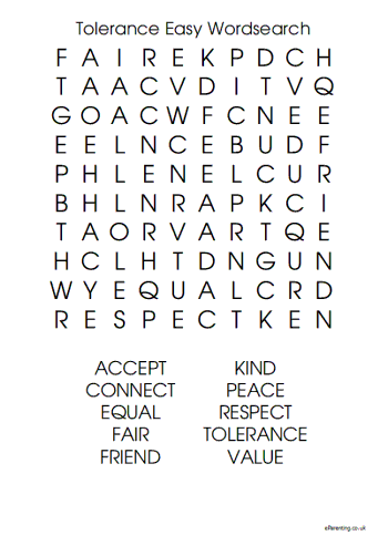 Tolerance Easy Wordsearch