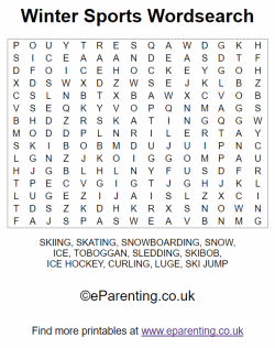 Winter Sports Wordsearch
