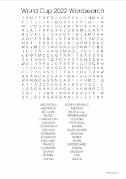 World Cup 2022 Word Search