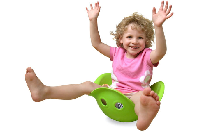 A girl sitting in a Bilibo