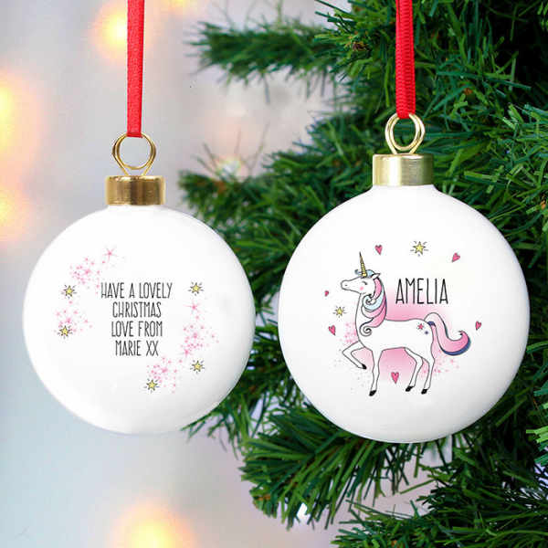 Personalised Ceramic Unicorn Bauble