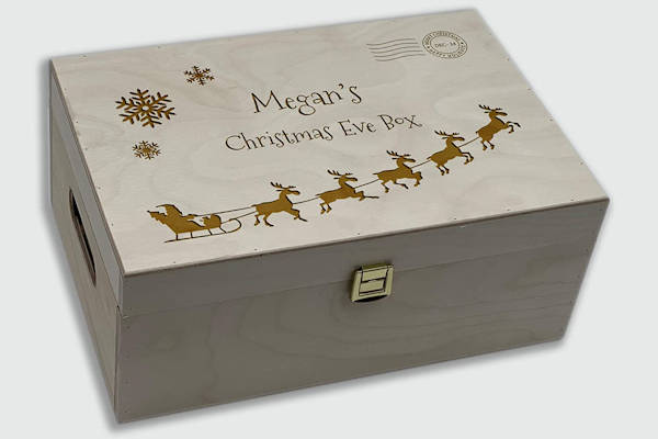 Personalised Laser Engraved Solid Ply Wooden Christmas Eve Box