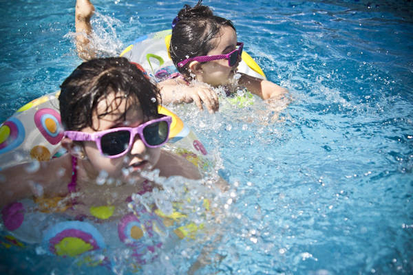 Two children in a swimming pool